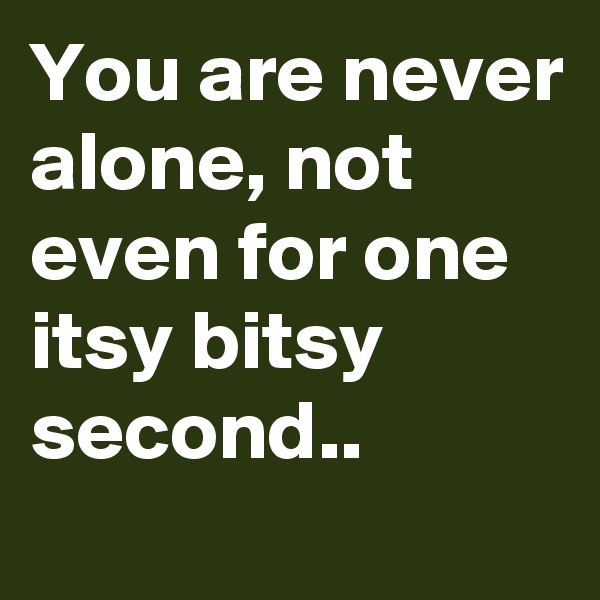 You are never alone, not even for one itsy bitsy second..