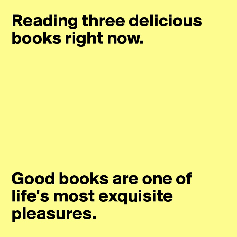 Reading three delicious books right now.







Good books are one of life's most exquisite pleasures.