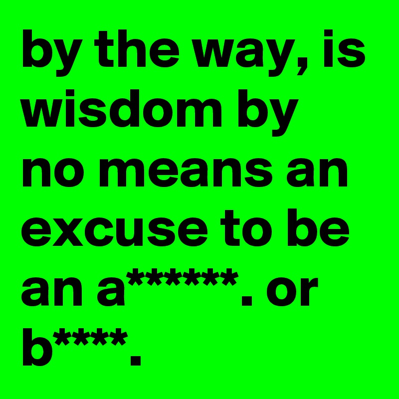 by the way, is wisdom by no means an excuse to be an a******. or b****.