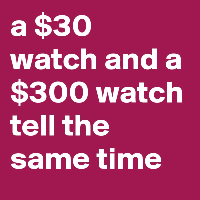 a $30 watch and a $300 watch tell the same time