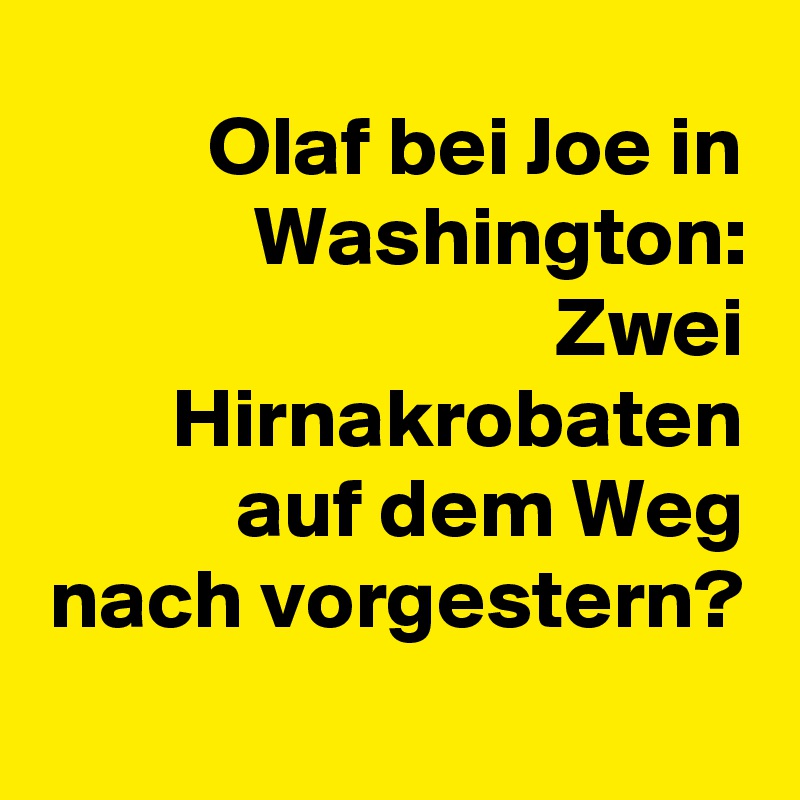 Olaf bei Joe in Washington:
Zwei Hirnakrobaten auf dem Weg nach vorgestern?
