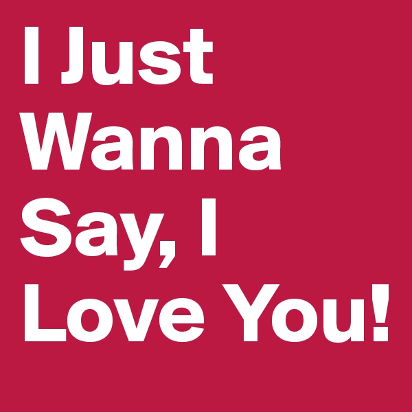 I Just Wanna Say, I Love You!