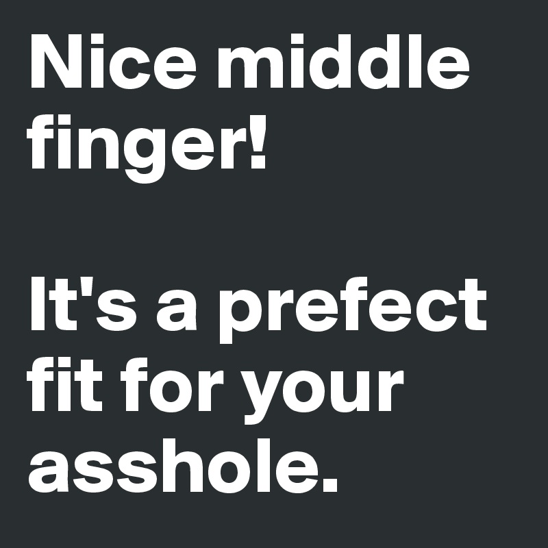 Nice middle finger!

It's a prefect fit for your asshole.