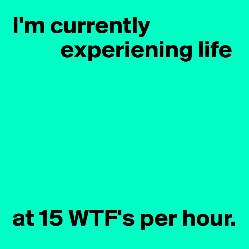 I'm currently 
          experiening life






at 15 WTF's per hour.