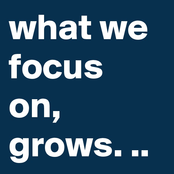 what we focus on, grows. ..