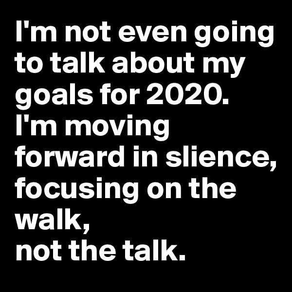 I'm not even going to talk about my goals for 2020.
I'm moving forward in slience,
focusing on the walk,
not the talk.