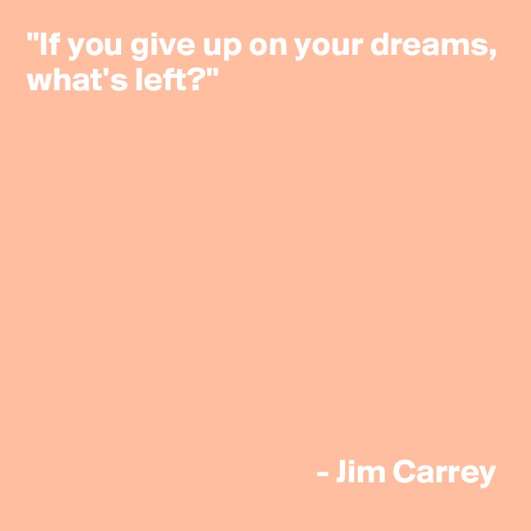 "If you give up on your dreams, what's left?"










                                           - Jim Carrey