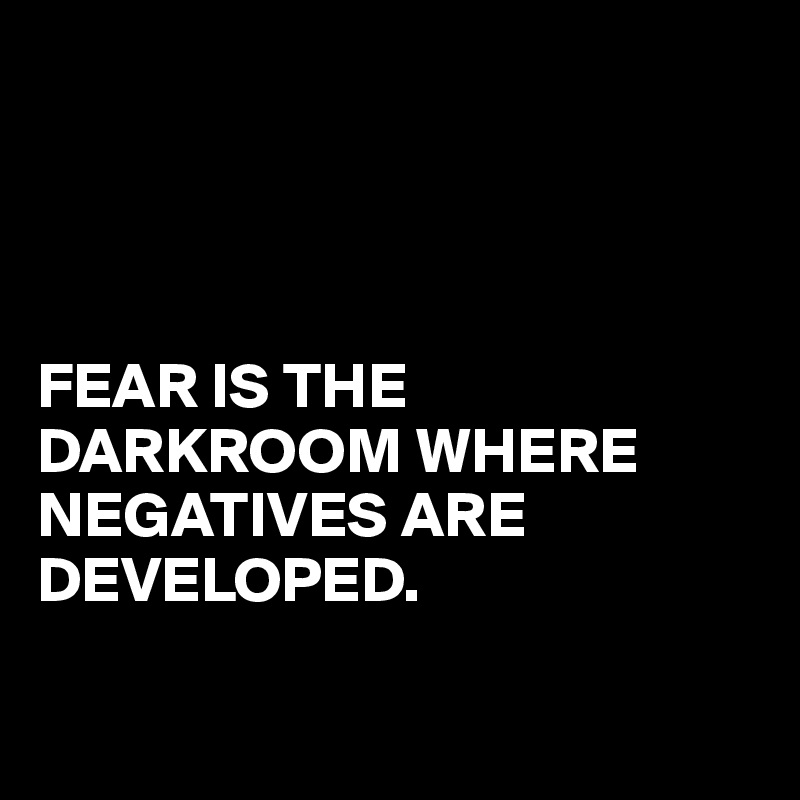 




FEAR IS THE DARKROOM WHERE NEGATIVES ARE DEVELOPED.

