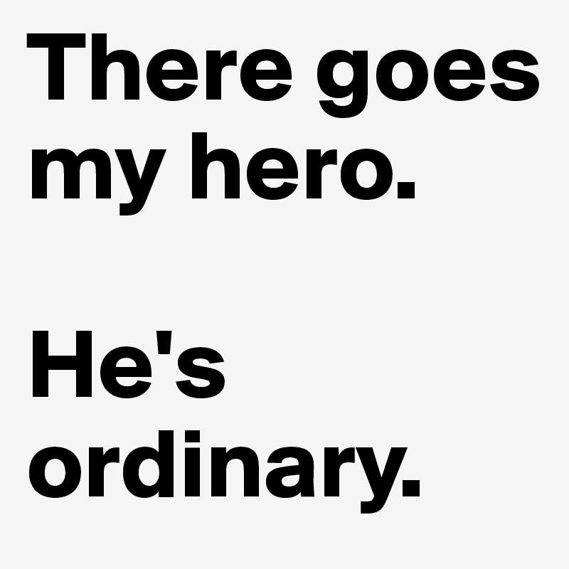 There goes my hero.

He's ordinary.