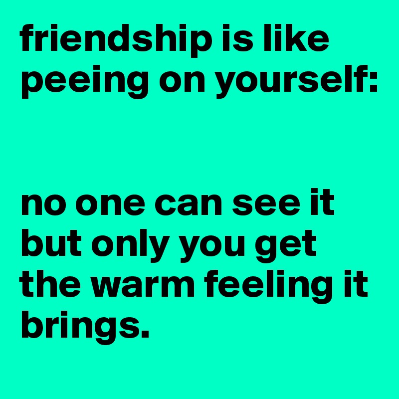 friendship is like peeing on yourself: 


no one can see it but only you get the warm feeling it brings.