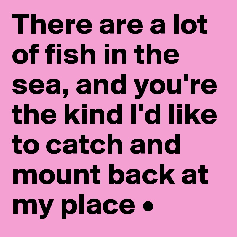 There are a lot of fish in the sea, and you're the kind I'd like to catch and mount back at my place •