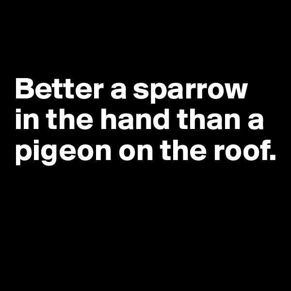 

Better a sparrow in the hand than a pigeon on the roof.


