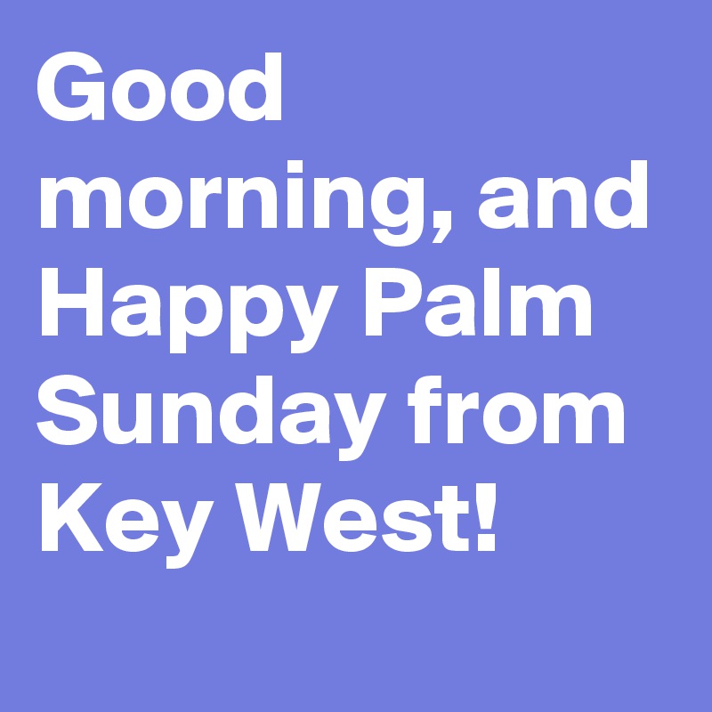 Good morning, and Happy Palm Sunday from Key West!