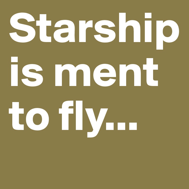 Starship is ment to fly... 