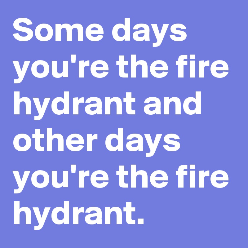 Some days you're the fire hydrant and other days you're the fire hydrant.