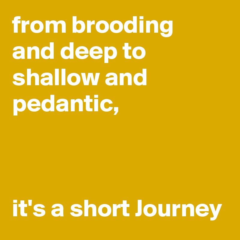 from brooding and deep to shallow and pedantic, 



it's a short Journey