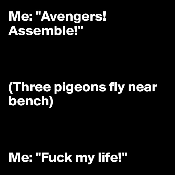 Me: "Avengers! Assemble!"



(Three pigeons fly near bench)



Me: "Fuck my life!"