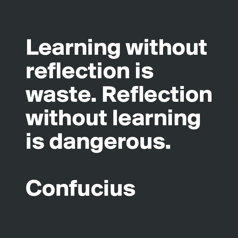 Learning Without Reflection Is Waste. Reflection Without Learning Is 