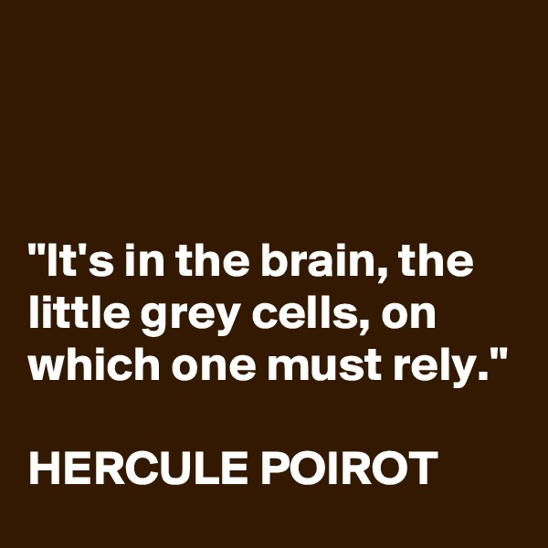 



"It's in the brain, the little grey cells, on which one must rely."

HERCULE POIROT
