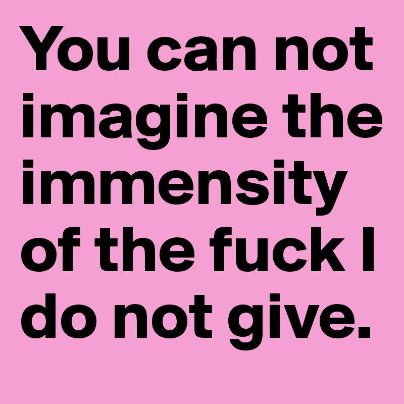 You can not imagine the immensity of the fuck I do not give. 
