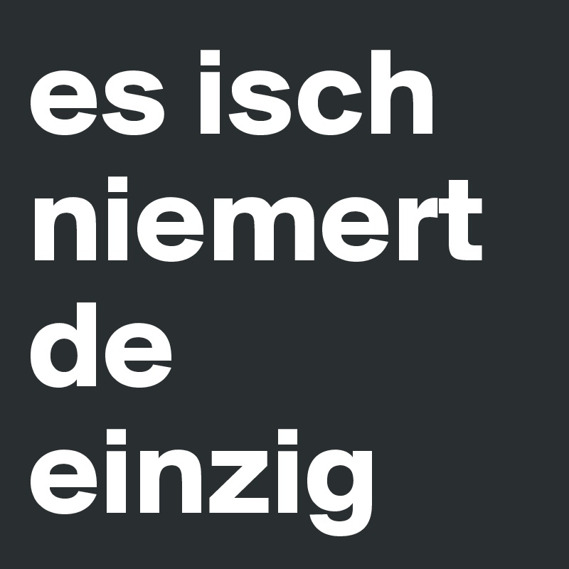 es isch niemert de einzig