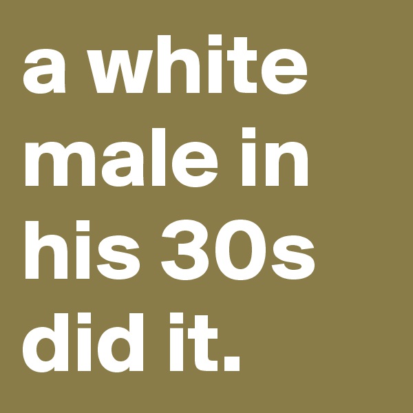 a white male in his 30s did it.