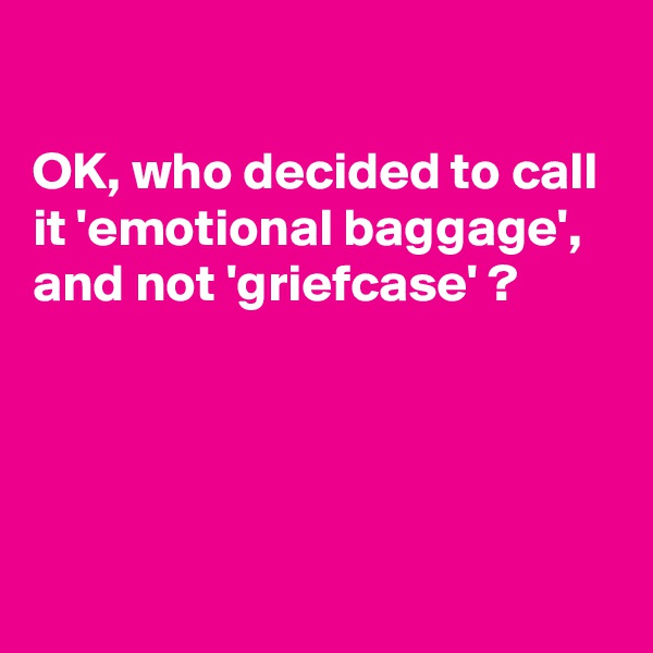 

OK, who decided to call it 'emotional baggage', and not 'griefcase' ?




