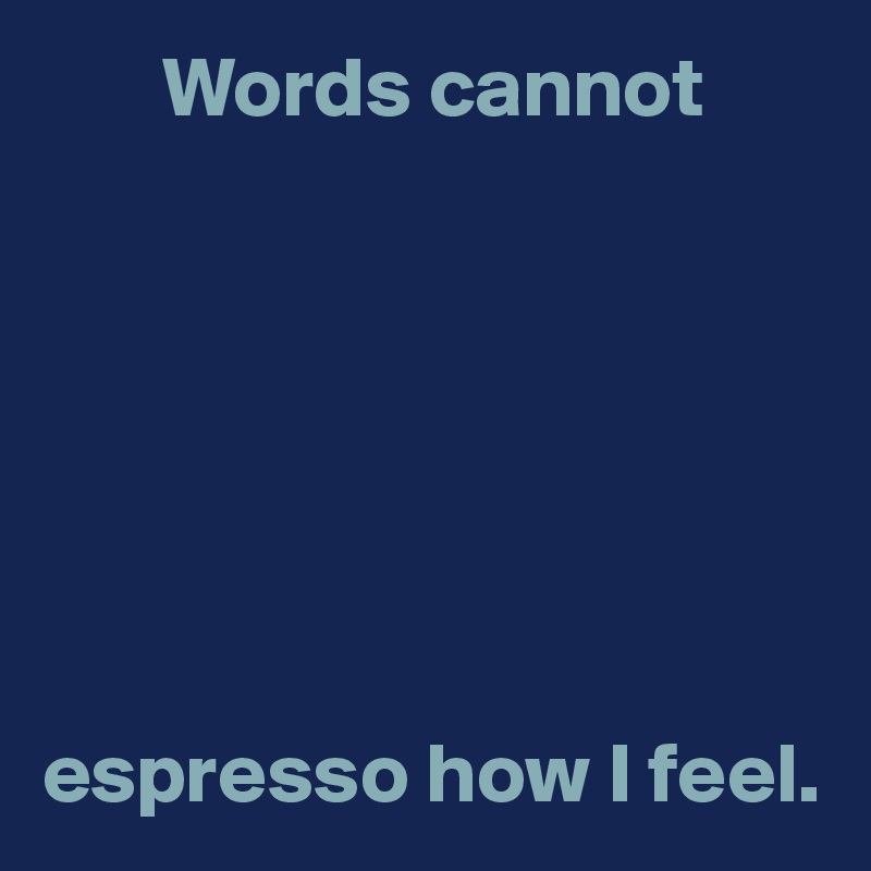        Words cannot







espresso how I feel.