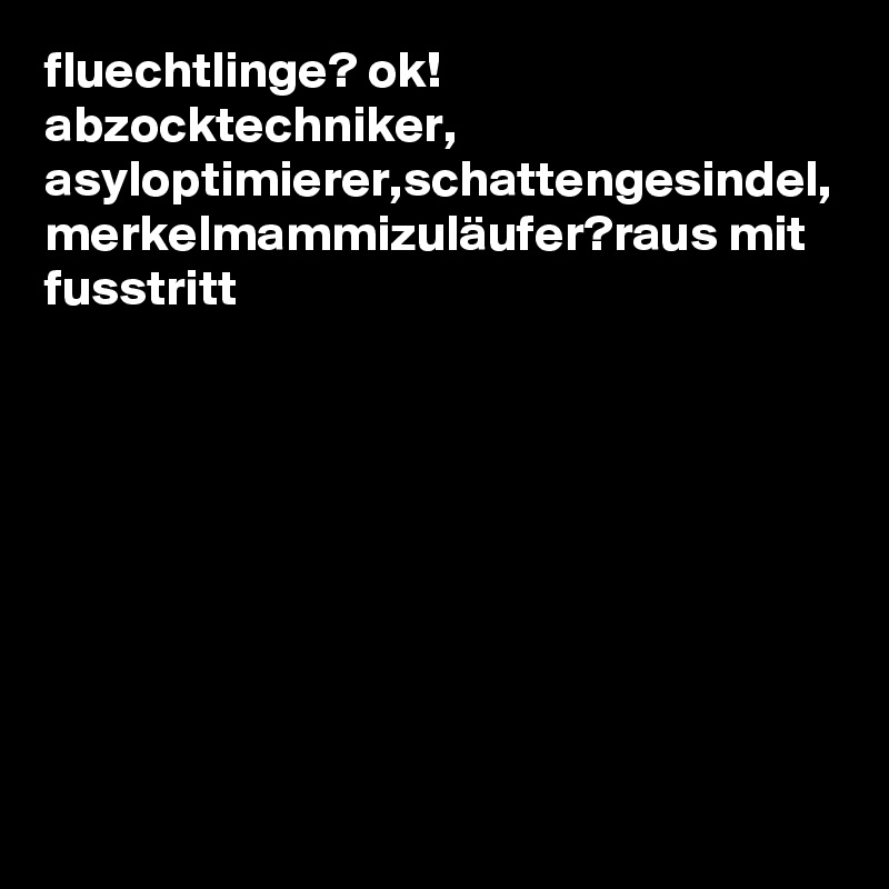 fluechtlinge? ok! abzocktechniker, asyloptimierer,schattengesindel, merkelmammizuläufer?raus mit fusstritt