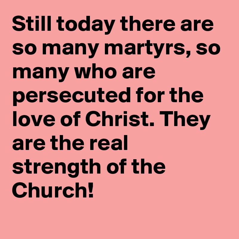 Still today there are so many martyrs, so many who are persecuted for the love of Christ. They are the real strength of the Church!