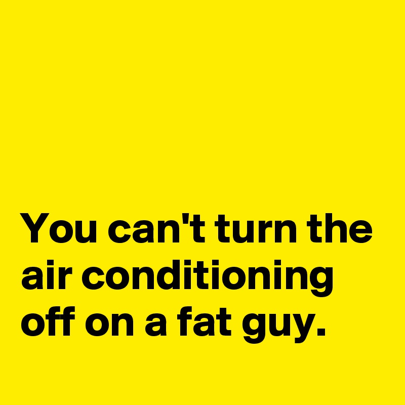 



You can't turn the air conditioning off on a fat guy.