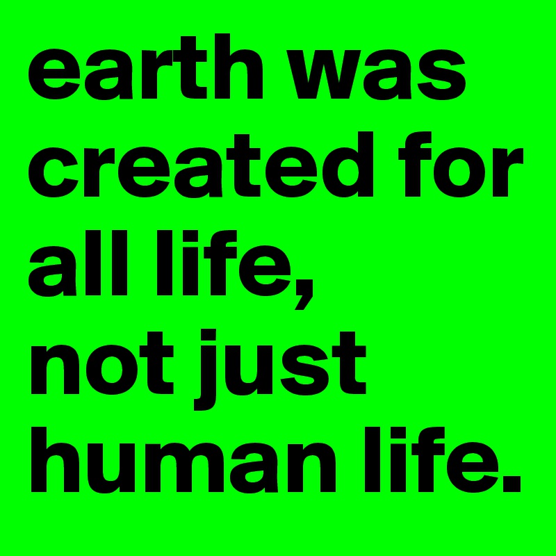 earth was created for all life,
not just human life.