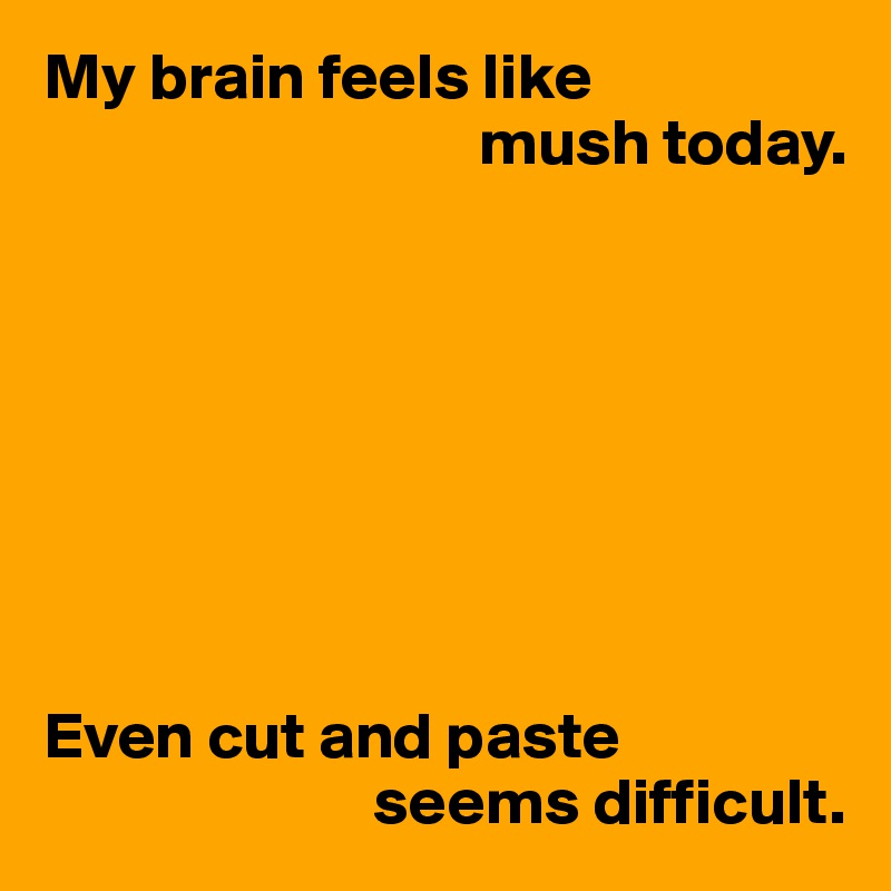 My brain feels like
                                 mush today.








Even cut and paste
                         seems difficult.