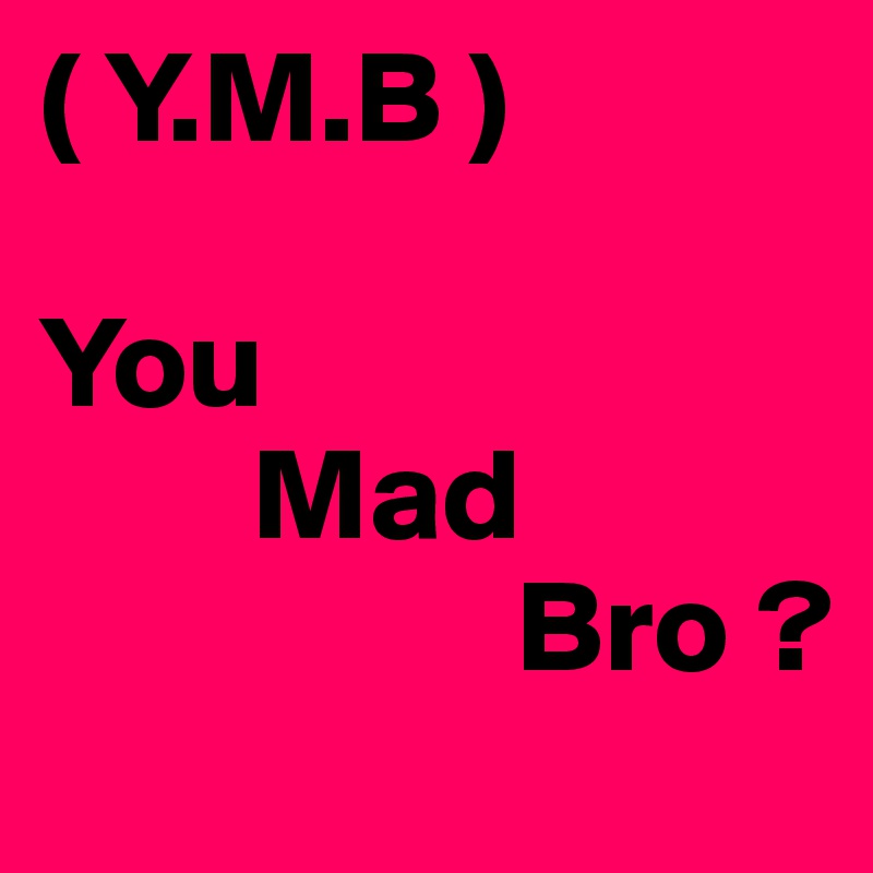 ( Y.M.B )

You 
        Mad 
                  Bro ?