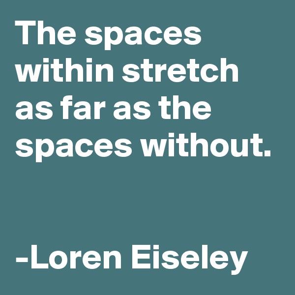 The spaces within stretch as far as the spaces without. 


-Loren Eiseley