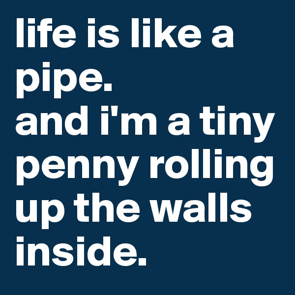 life is like a pipe.
and i'm a tiny penny rolling up the walls inside.