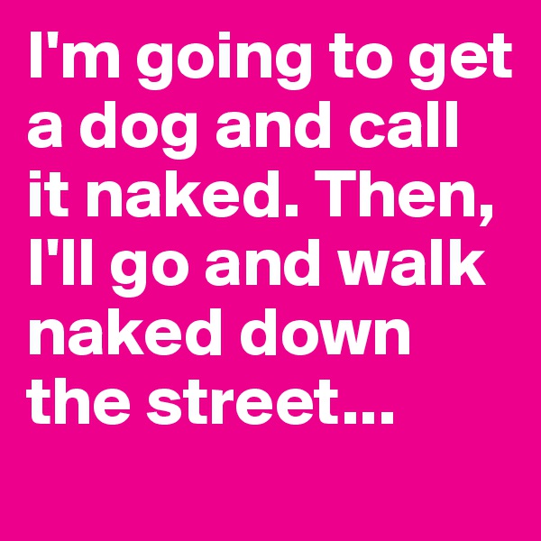 I'm going to get a dog and call it naked. Then, I'll go and walk naked down the street...