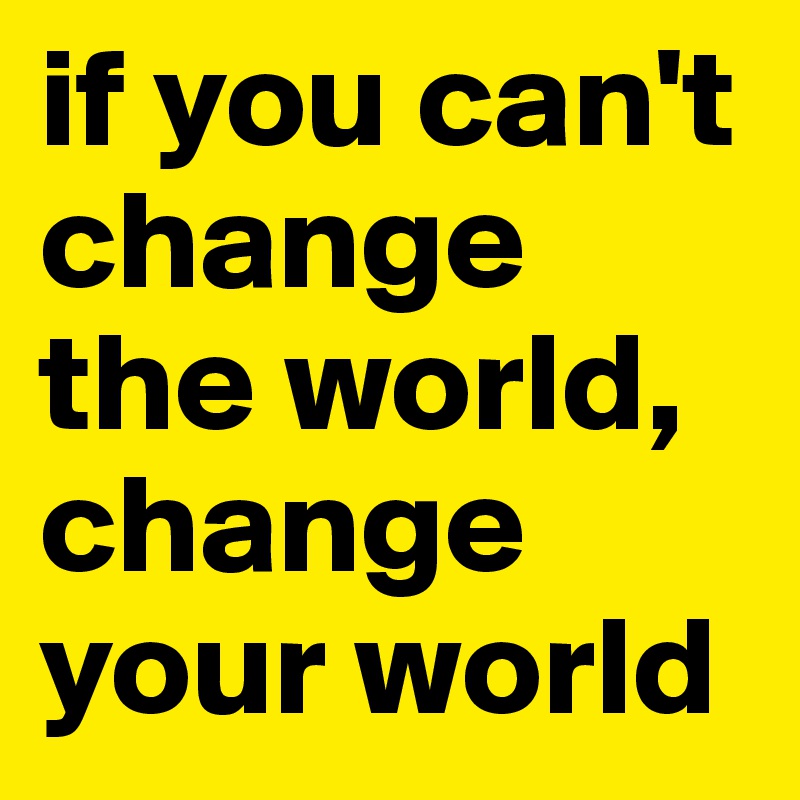 if you can't change the world, change your world