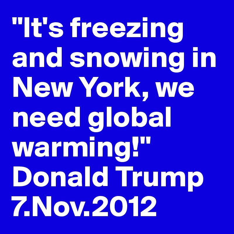 "It's freezing and snowing in New York, we need global warming!" Donald Trump 7.Nov.2012