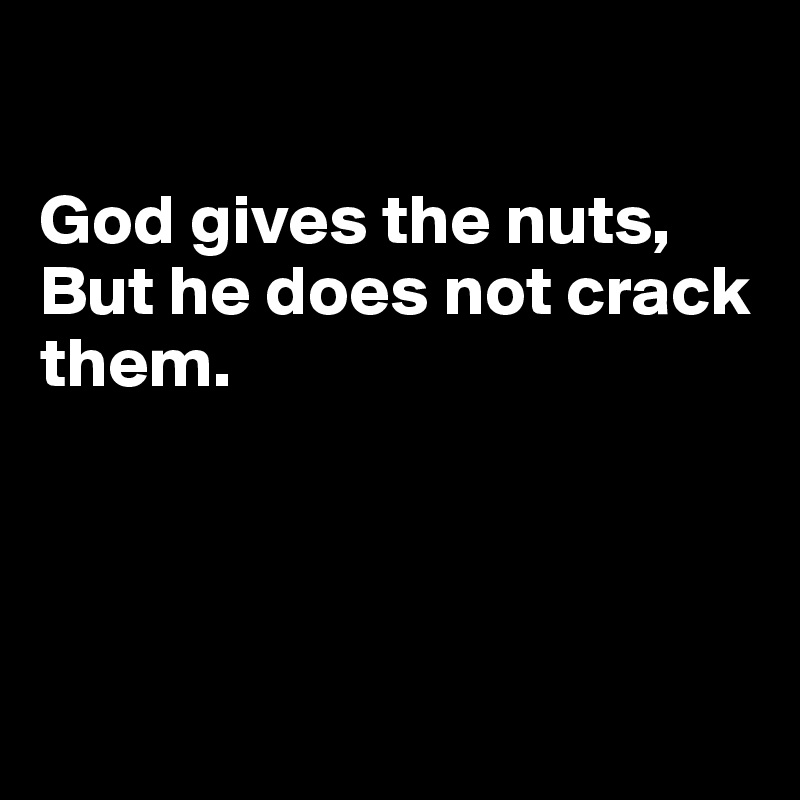 

God gives the nuts,
But he does not crack them.




