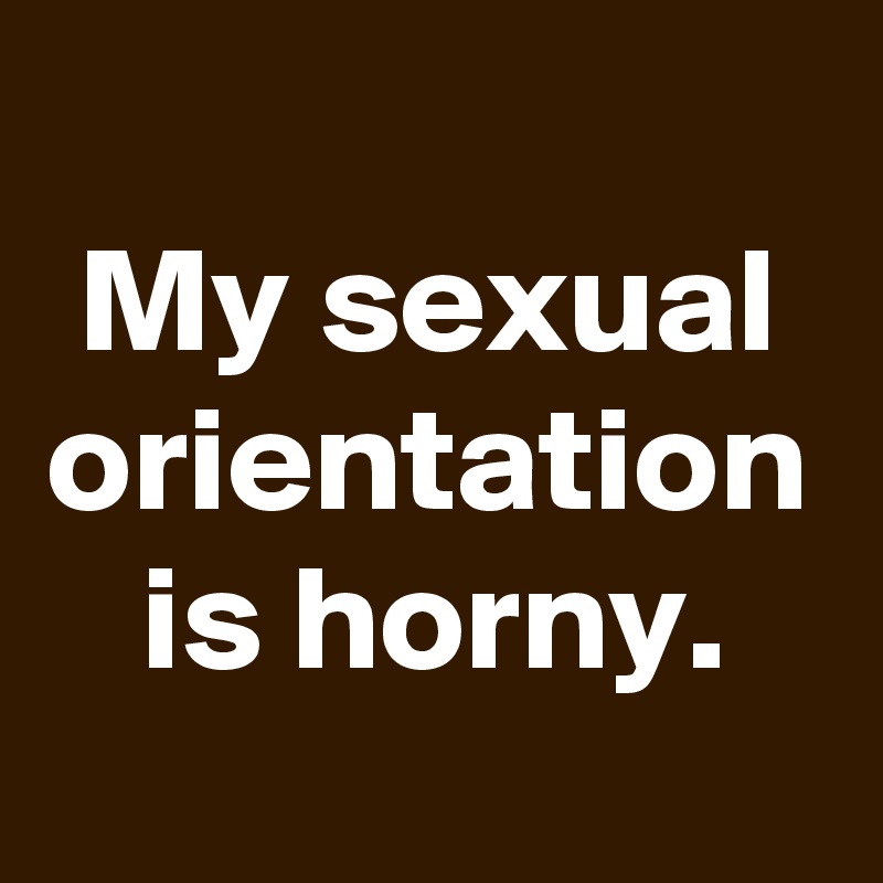 My sexual orientation is horny.