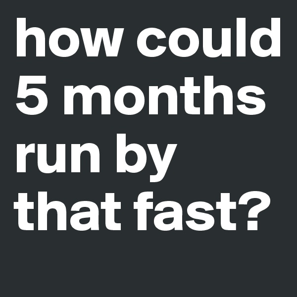 how could 5 months run by that fast? 
