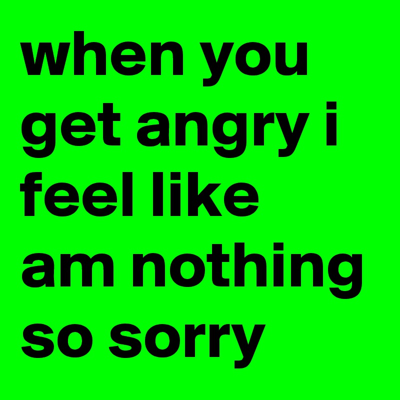 when you get angry i feel like am nothing so sorry