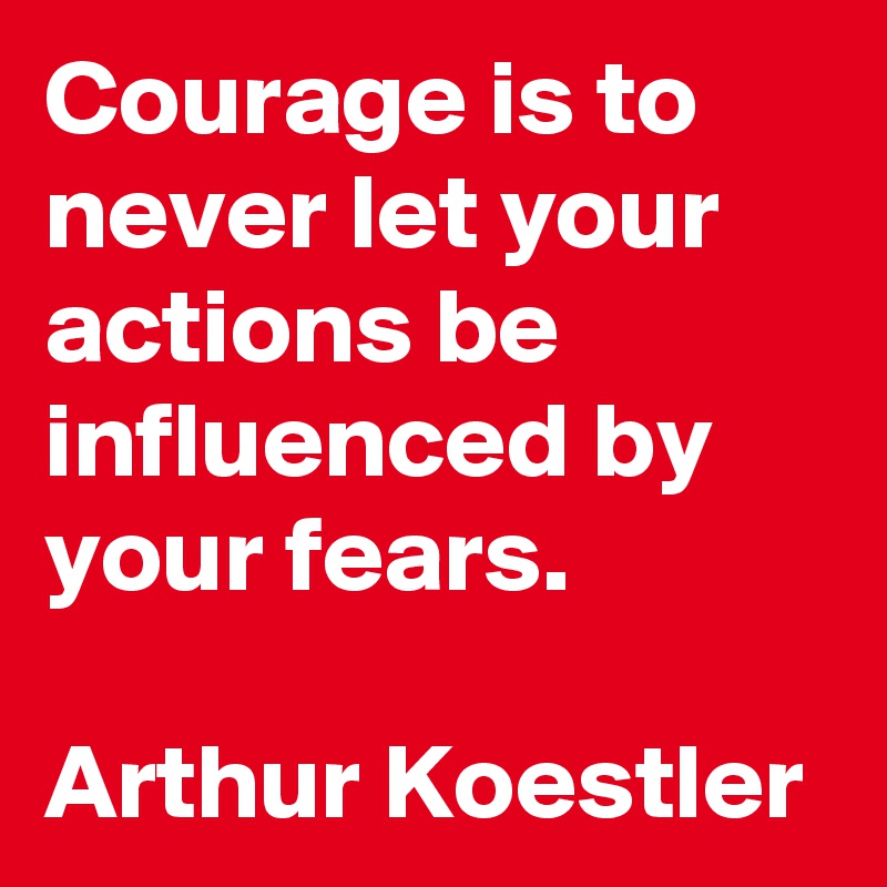 Courage is to never let your actions be influenced by your fears. 

Arthur Koestler