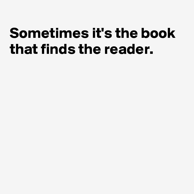 
Sometimes it's the book
that finds the reader.







