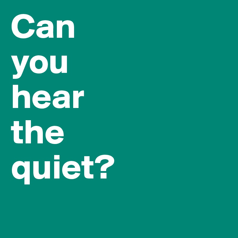 Can 
you
hear 
the 
quiet?
