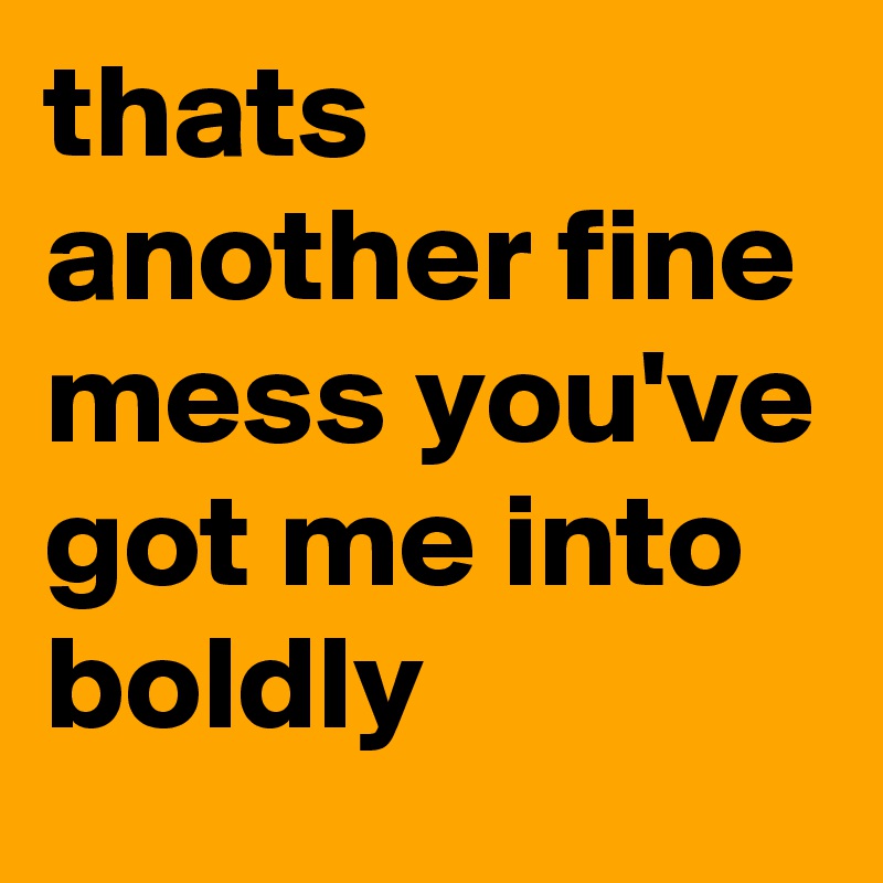 thats another fine mess you've got me into boldly