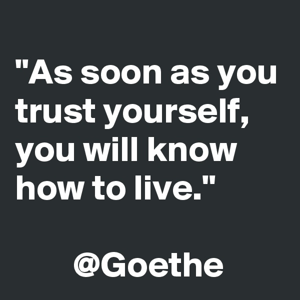 
"As soon as you trust yourself, you will know how to live." 
    
        @Goethe