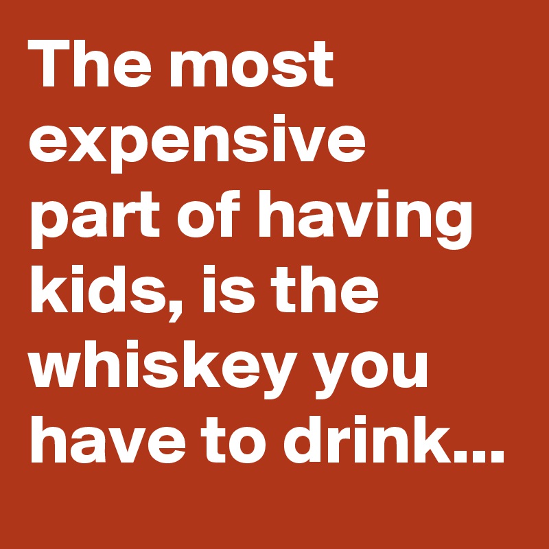 The most expensive part of having kids, is the whiskey you have to drink...