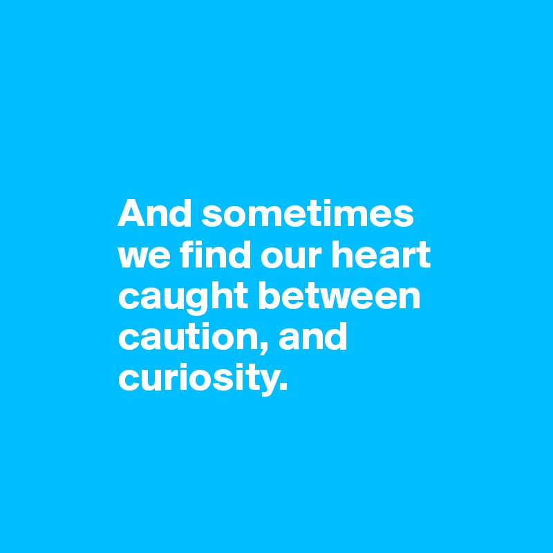 



           And sometimes 
           we find our heart 
           caught between 
           caution, and 
           curiosity.


           